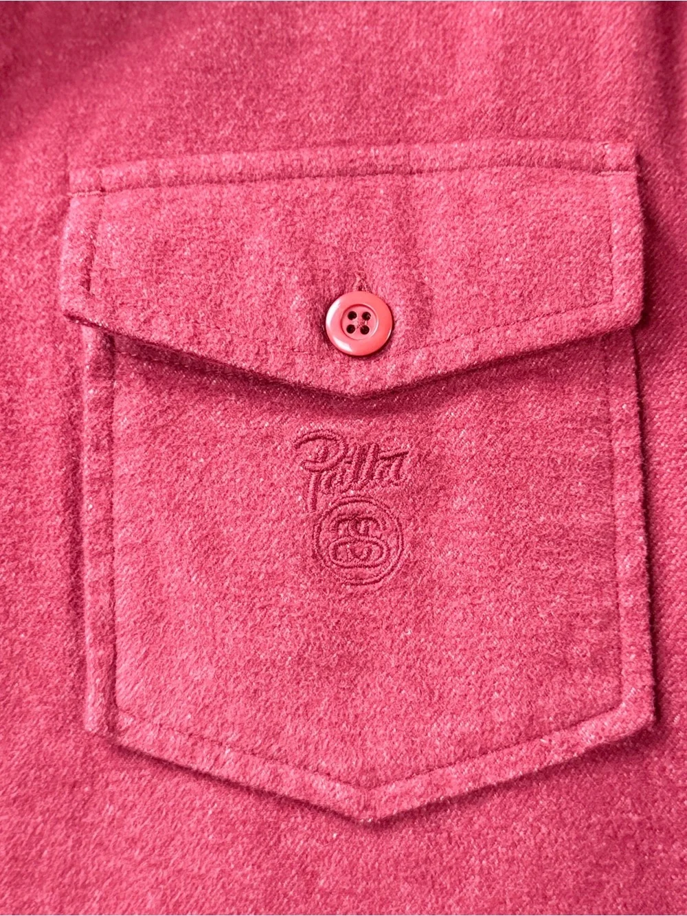 Stussy x Patta Cotton Men's Overshirt Jacket Sz M Burgundy Red Medium FW19 Rare